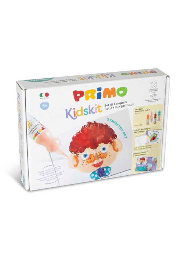 بريمو مجموعة بريمو كيدسكيت للفنون المتناظرة - مجموعة تلوين للأولاد والبنات من عمر 5 سنوات فما فوق، تتضمن 4 ألوان تمبرا مريحة، وألبوم، وكتيب إبداعي. - Image 2